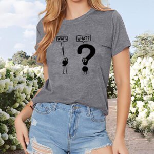 Women'S Casual Crew Neck T-Shirt With Comma And Question Mark Dialogue Pattern Summer Top