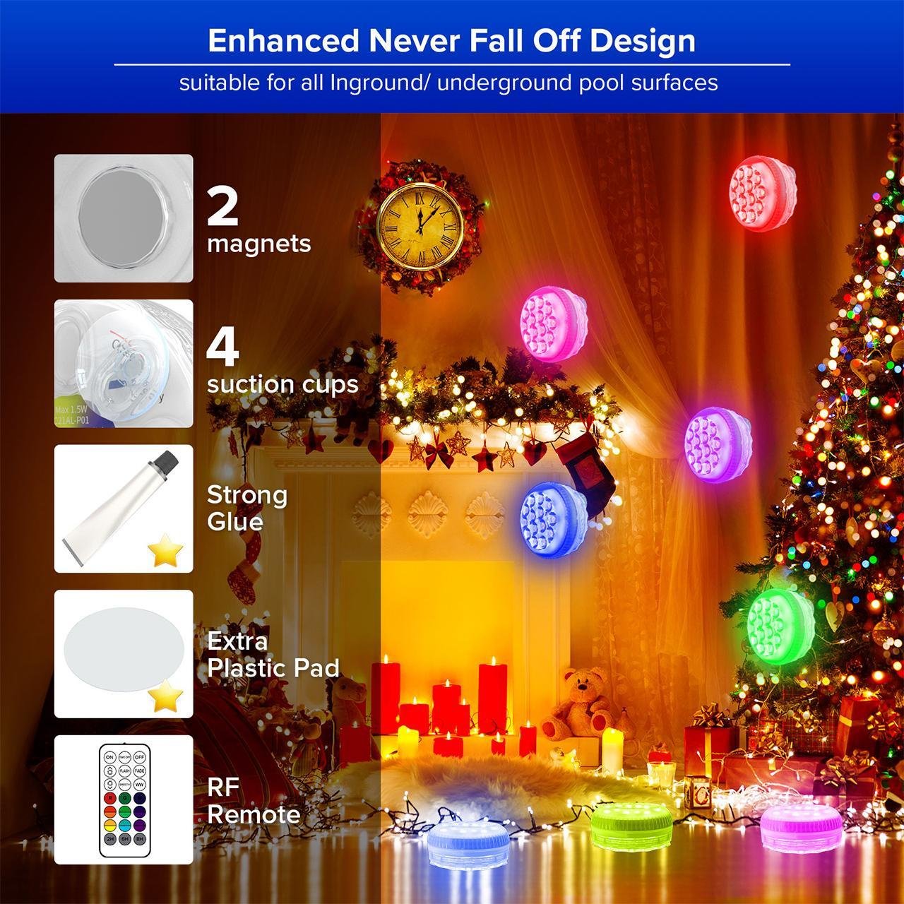 SANSI IP68 Waterproof RGB Pool Light, Summer Rechargeable 20Hrs Outdoor LED Lamp For Swimming Pool,Pond,Shower,Bath - Image 2