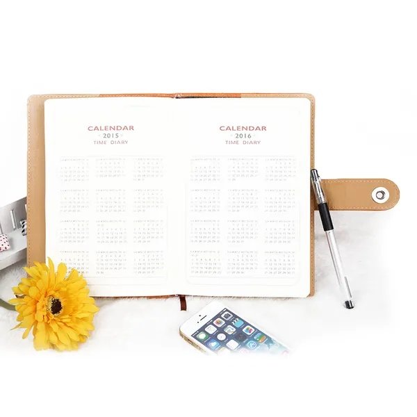 PU Leather Cover Notebook Memopad With Calendar World Map And Silk Ribbon - Image 3