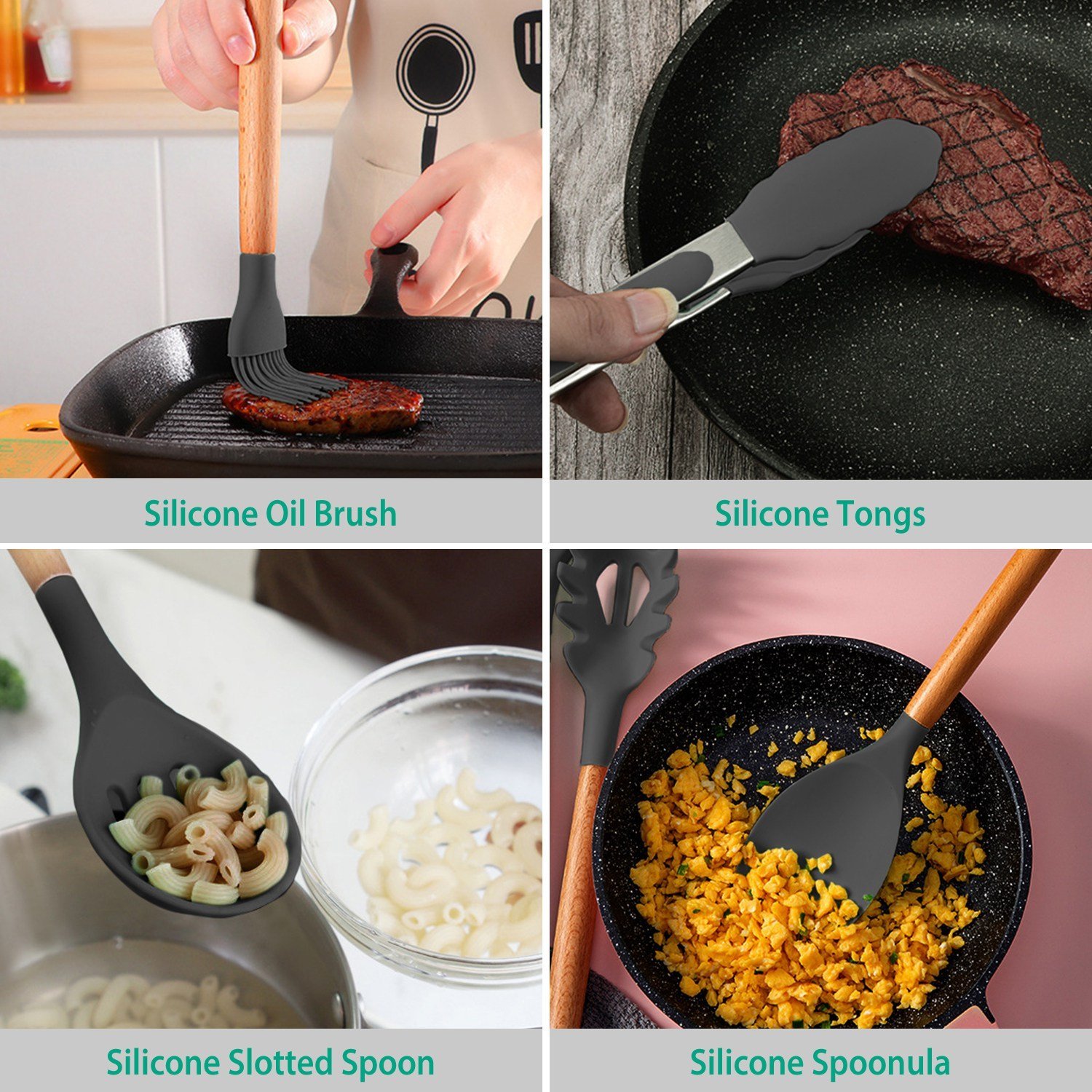 11 Piece Silicone Cooking Tool Set - Image 2