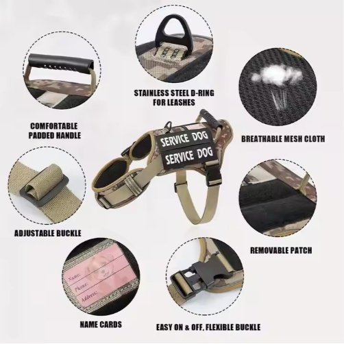 USLOCAL Tactical Service Dog Harness With Control Handle No Pulling Adjustable Reflective Pet Vest Harness Easy Walking Training - Image 2