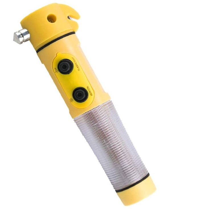 Red&Yellow Multi-functional Car Safety Hammer With Flashlight - Image 4