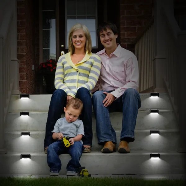 4Pcs Solar Powered LED Step Lights Outdoor Water-Resistant Dusk - Image 4