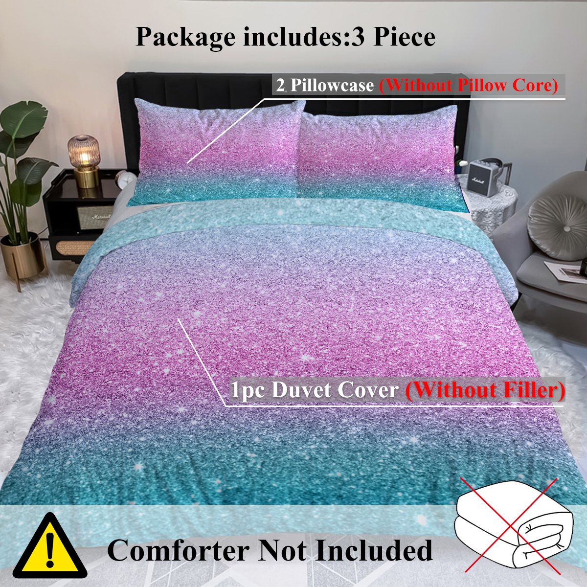 3PCS Ultra Soft Duvet Cover Set For Comforter Star Bedding Set Full Queen King Size - Image 7