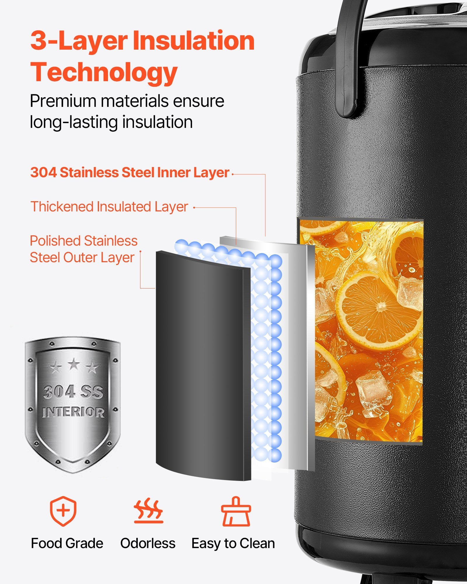 3.2 Gal Insulated Beverage Dispenser For Hot & Cold Drinks Stainless Steel - Image 4