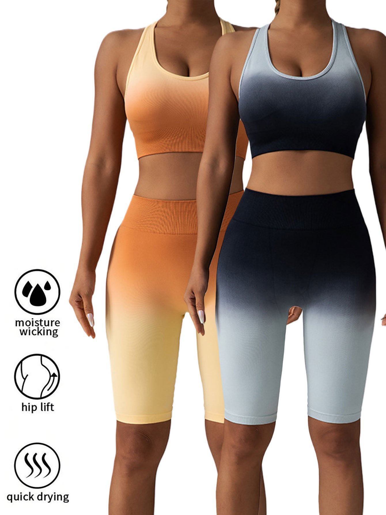 2 Pack Workout Shorts For Women Scrunch Butt Lifting High Waisted Yoga Gym Seamless Booty Biker Shorts - Image 3