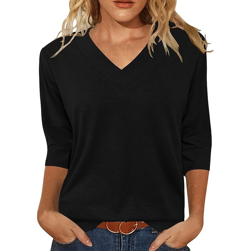 3 Pack 3 4 Sleeve Shirts For Women V Neck T Shirt Fall Casual Tops Basic Base Layer Undershirts Tees - Image 2