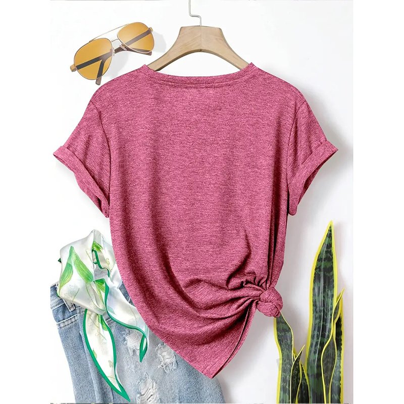 5 PCS Floral Graphic Shirt For Women Cute Flower Short Sleeve Ladies Tee Tops Teen Girls Casual T Shirt - Image 10