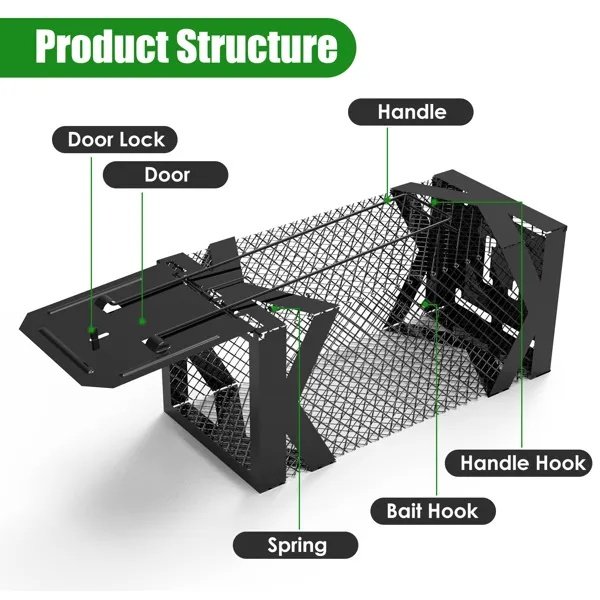 Humane Mouse Trap Cage, Non-Lethal No ElectricityGlueChemicals, Heavy Duty 1.15mm Metal - Image 4