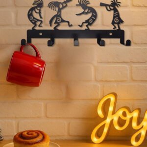 Vintage Black Metal Coat Rack Wall Mounted - 5 Heavy Duty Hooks For Jackets, Hat