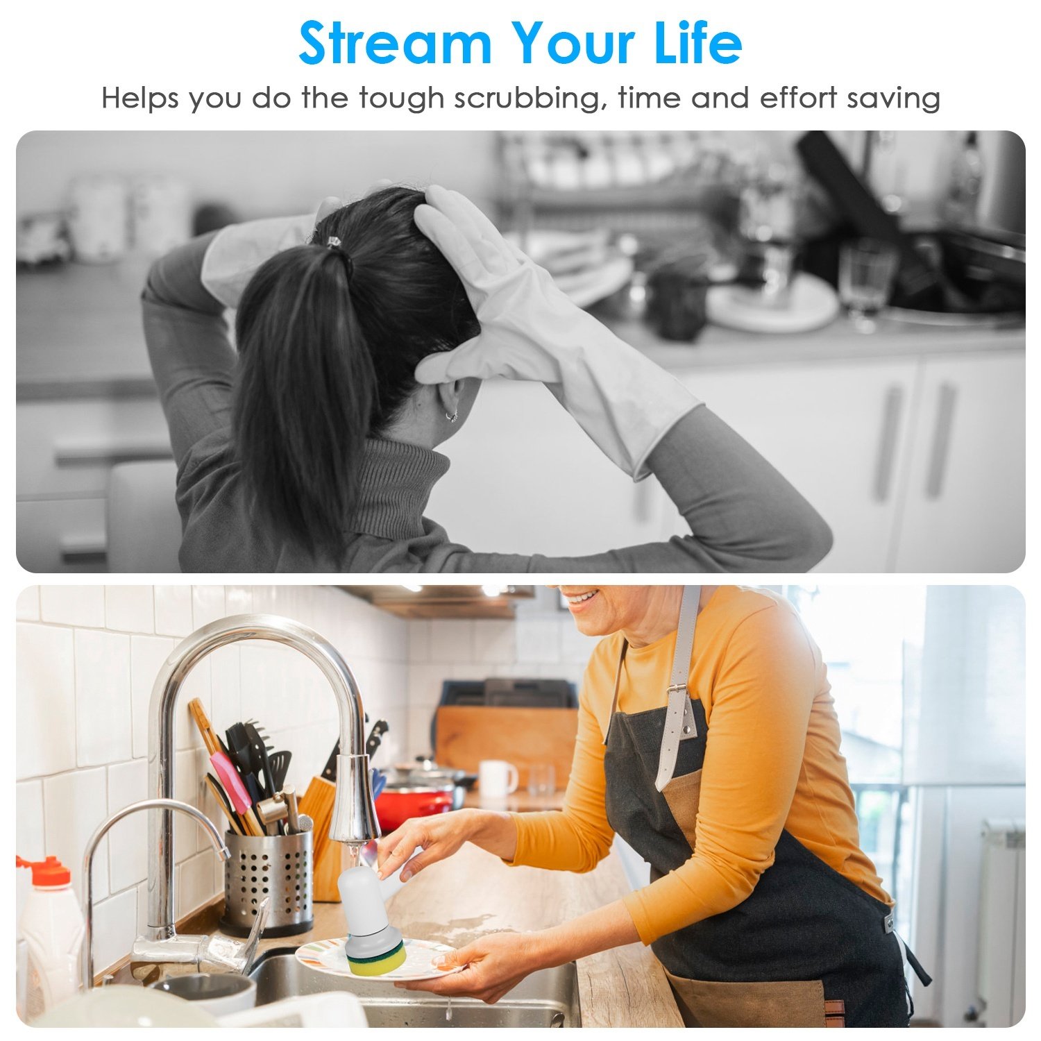 1Set Electric Handheld Spin Scrubber Cordless Cleaning Brush With 2 Rotating Speeds 3 Cleaning Brushes Rechargeable Shower Scrubber For Kitchen Dish Bathtub Sink Tile - Image 3