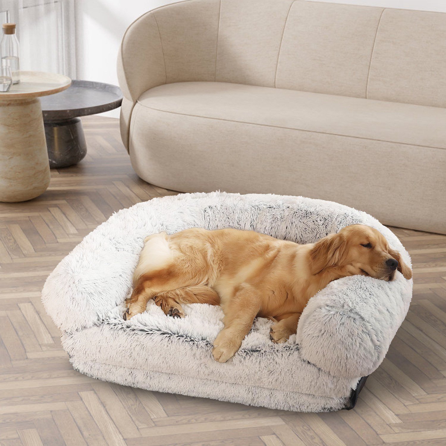 1Pc Large Foldable Human Size Dog Bed With Pillow Blanket Flurry Plush Napping Human-Sized Dog Bed Machine Washable Zipped Removable Cover For Pets Kids Adults Grey 71x45x10in - Image 8