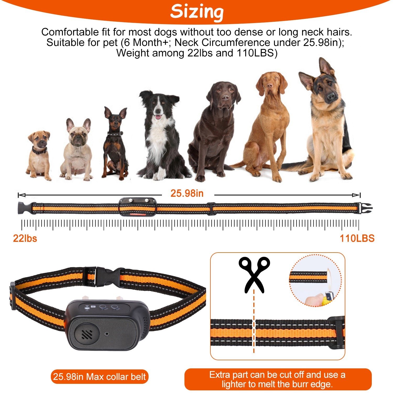 1Pc 984FT Dog Training Collar IP65 Waterproof Pet Beep Vibration Electric Shock Collar 3 Channels Rechargeable Transmitter Receiver Trainer With Recording Safety Keypad Lock - Image 10