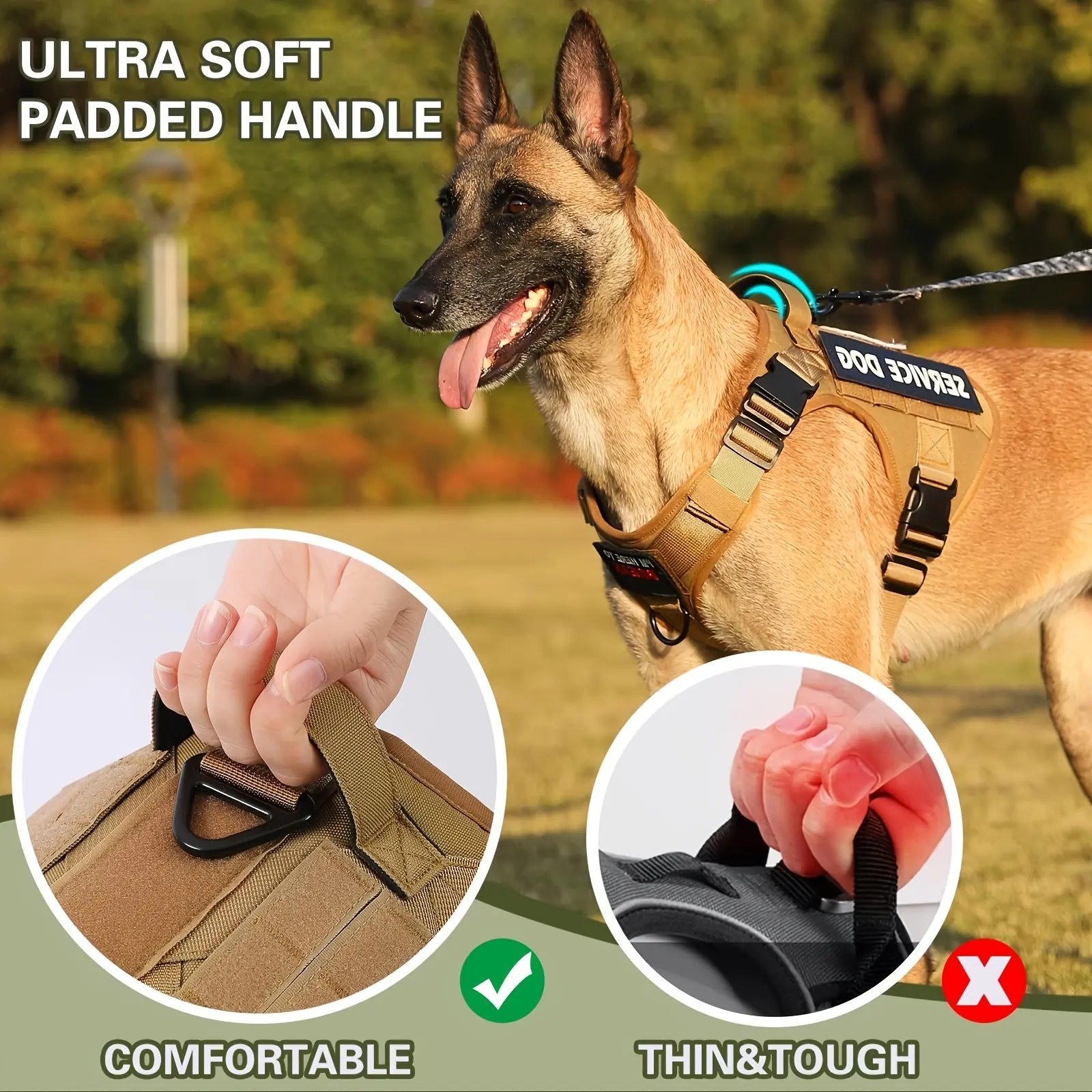 American Local Tactical Pet Boobs Service Dog Harness Vest Adjustable Reflective Dog Harness Metal Buckle Hiking Training - Image 5