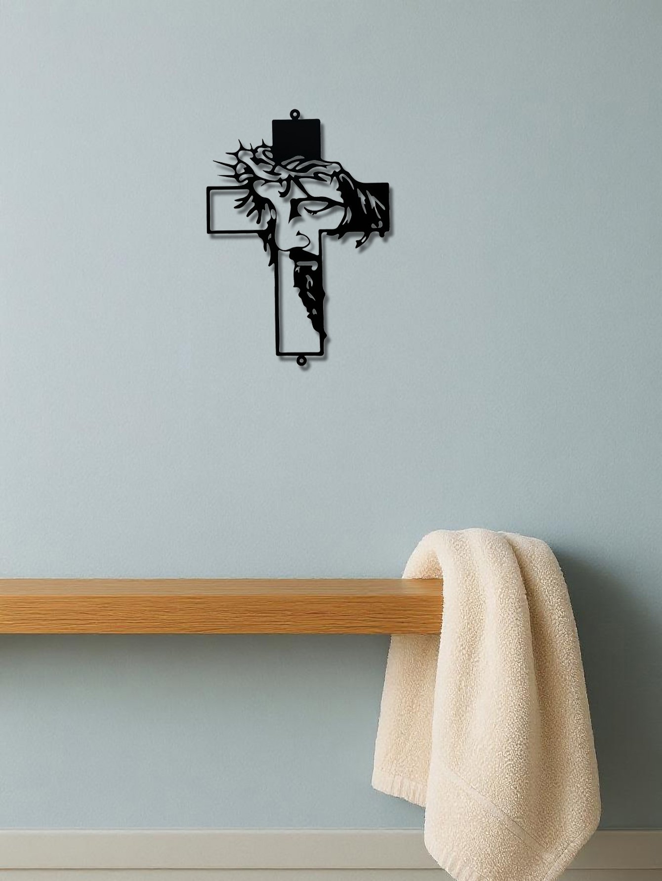 Metal Cross Sign Wall Art Weatherproof Powder-Coated Wrought Iron Cross - Image 6