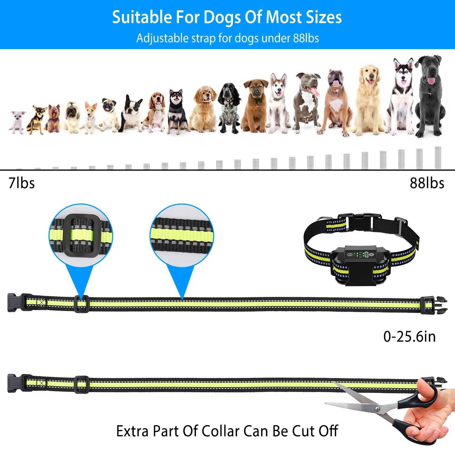 Dog Bark Collar Rechargeable Waterproof Beep Vibration Static Stimulation Bark Stopper Automatic Identification Collar With 6 Intensity Dual Modes - Image 4