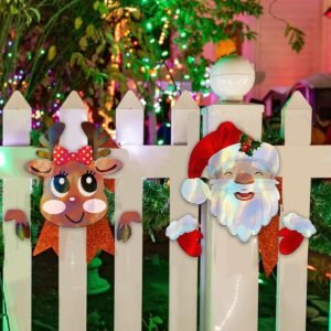 Garden Custom Santa Claus Design Christmas Fence Decoration Set