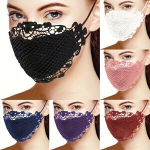 6PCS Sexy Lace Face Mask For Women- Adjustable Ear Loops- Cute, Sexy Washable And Reusable