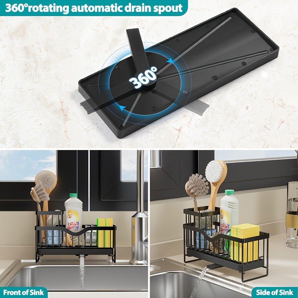 Stainless Steel Sponge Holder, Sink Scouring Pad Draining Rack, Multi-functional Countertop Dishcloth Storage Rack, Kitchen Supplies - Image 5