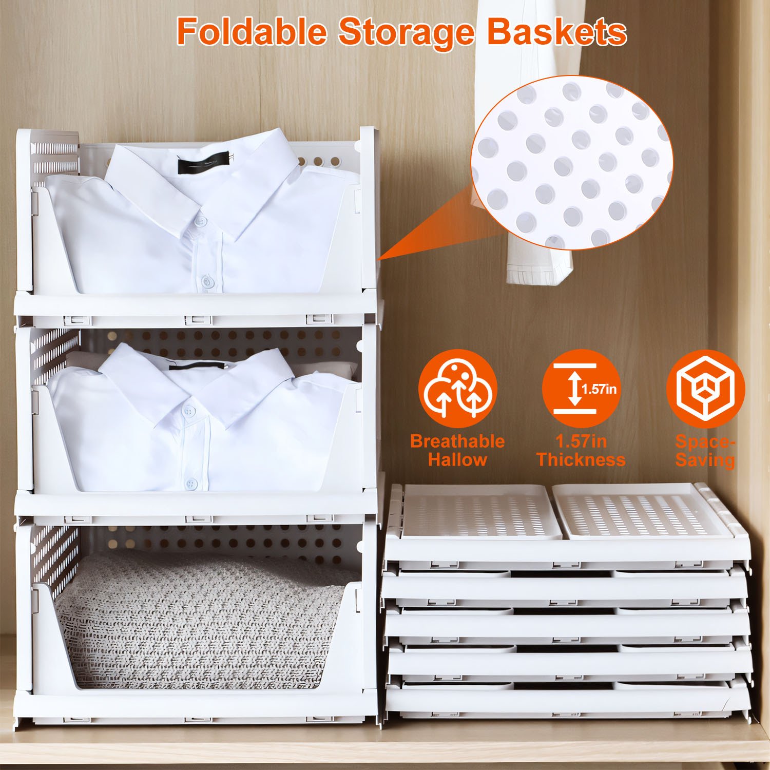 4 Packs Plastic Storage Box With Slide Rail Stackable For Living Room Bedroom Wardrobe Fedex Shipping - Image 6