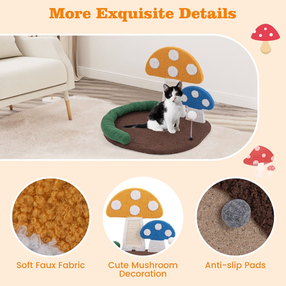 Mushroom Cat Bed Cat Claw Scratcher With Wide Bed And Sisal Scratch Panel - Image 6