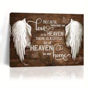 1 Wooden Frame Canvas Painting, Commemorative Wall Art Canvas Heavenly Angel Wings At Home, Framed Wall Art Print, Suitable For Living Room And Bedroom, Home Decoration, Holiday Gift For Her Or Him