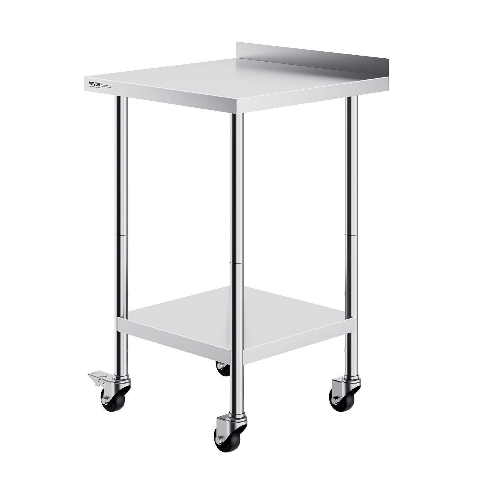 24 X 24 X 40 Inch Stainless Steel Work Table, Commercial Food Prep Worktable With Casters, Heavy Duty Prep Worktable, Metal Work Table With Adjustable Height For Restaurant, Home And Hotel