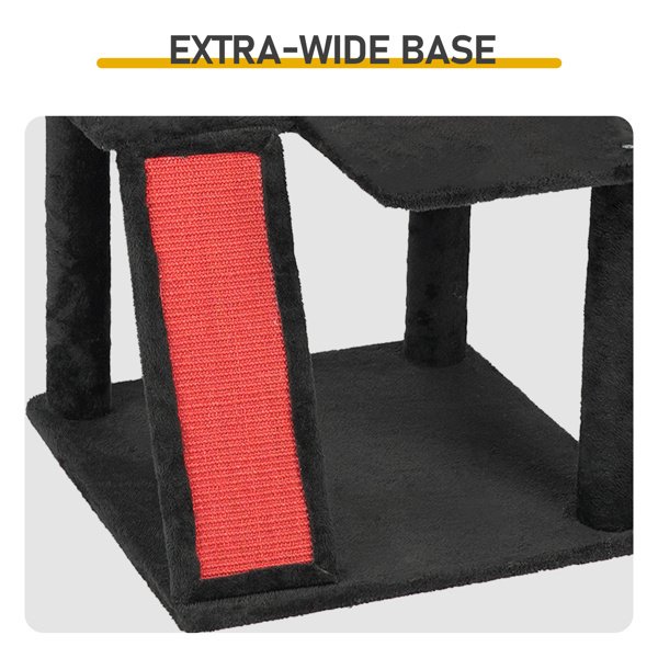 Gothic Cat Tree, Halloween Cat Tower Cat Tree With Spacious Cat Condo, Brach Shaped Scratching Post, Scratching Ladder, Spider Toy For Indoor Cats, Red & Black - Image 6
