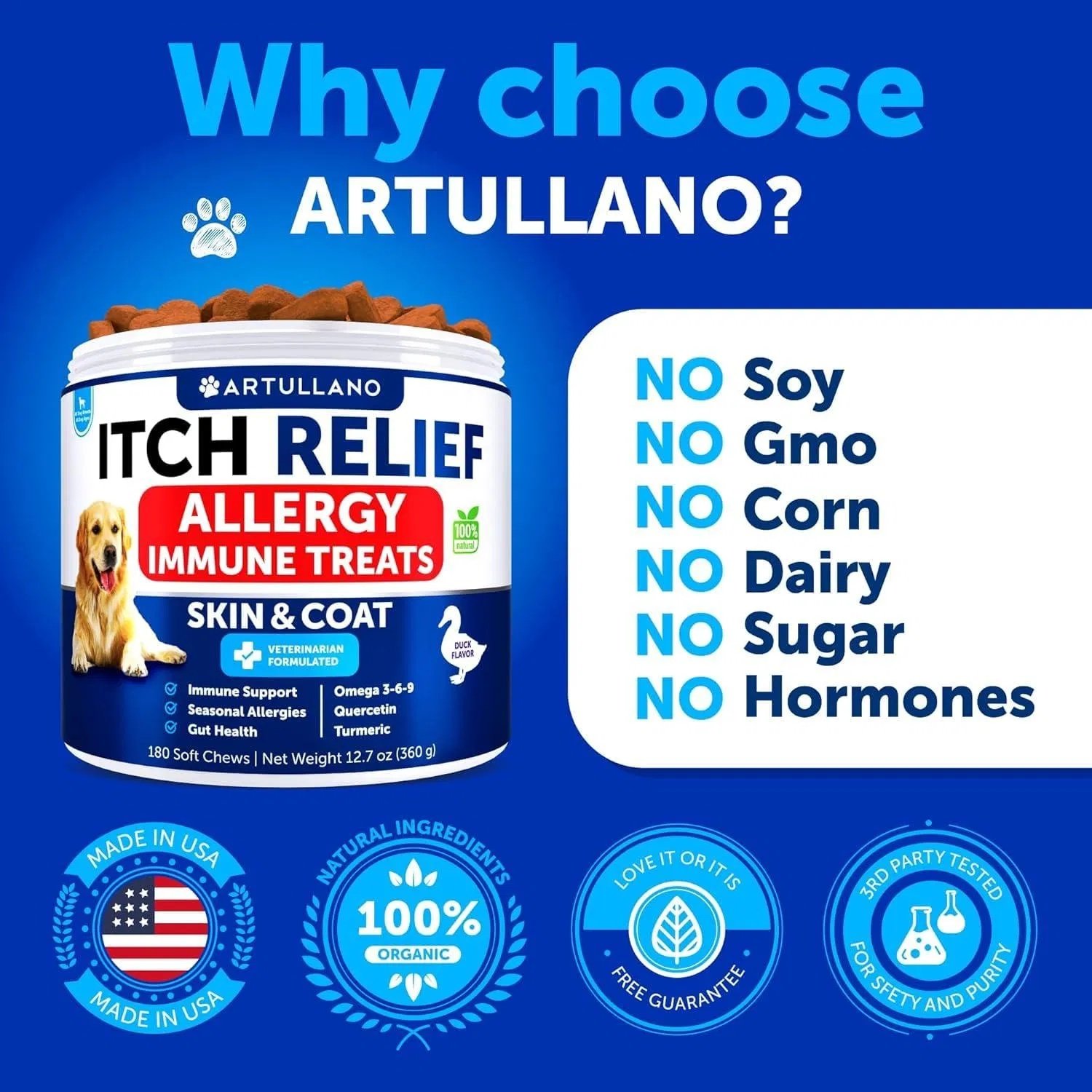 Do Not Sell On Amazon Dog Allergy Relief Chews Itching Skin Relief For Dogs Fish Oil 3 Seasonal Allergies Pills Skin & Coat Anti ItchHot Spots Treatment Canine Immune Health Supplement 180 Soft Treats - Image 7