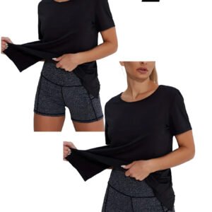 2-Pack Women Quick-Dry Tees Seamless Honeycomb Ventilation Yoga Running Gym