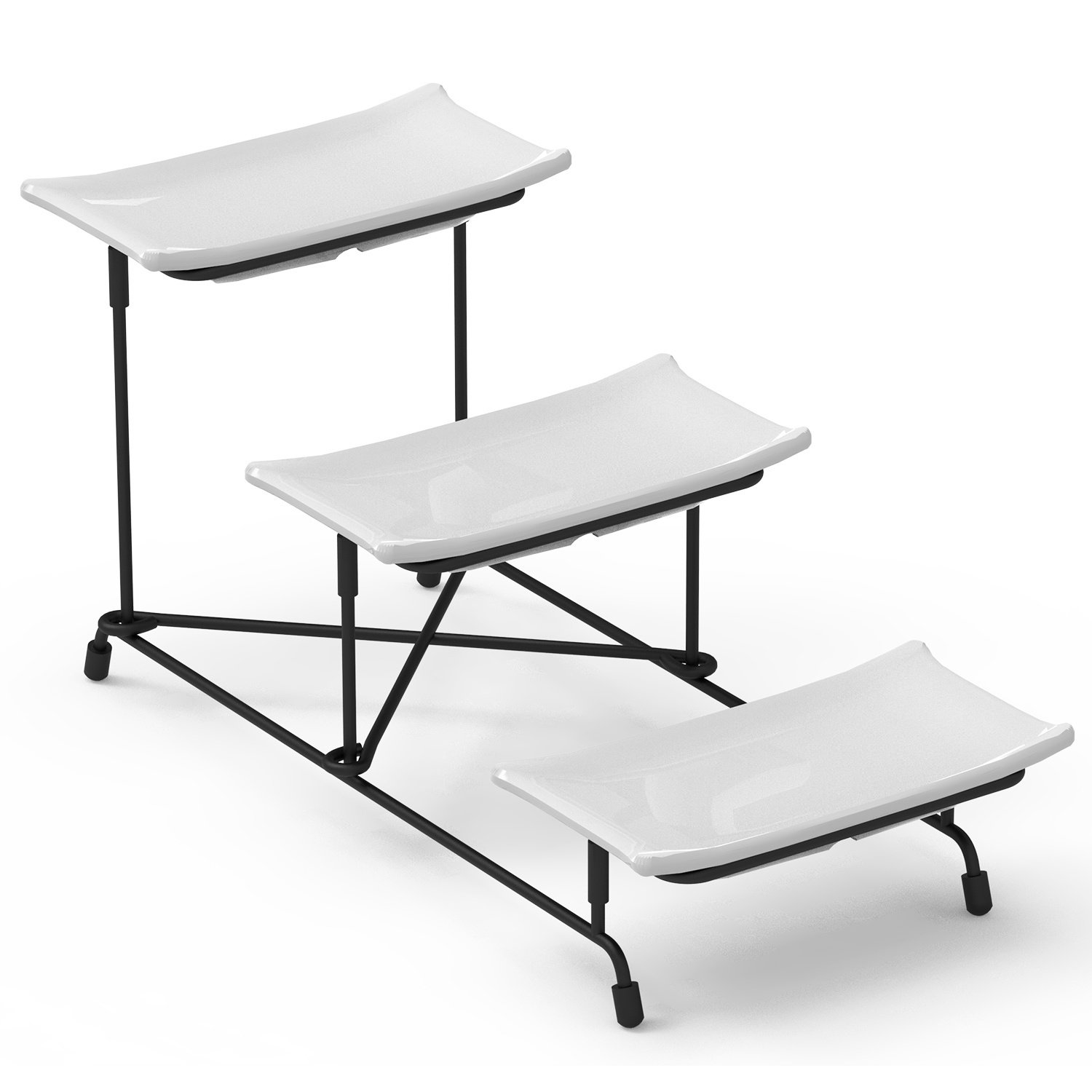 1Pc 3Tier Plastic Serving Tray Dessert Server Display Serving Stand Dinnerware With 3 Rectangular Plastic Serving Platters Metal Stand For Entertaining Fruit Dessert Veggie Cookies Party - Image 8