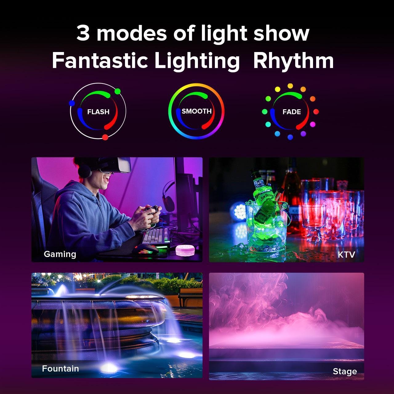 SANSI IP68 Waterproof RGB Pool Light, Summer Rechargeable 20Hrs Outdoor LED Lamp For Swimming Pool,Pond,Shower,Bath - Image 9