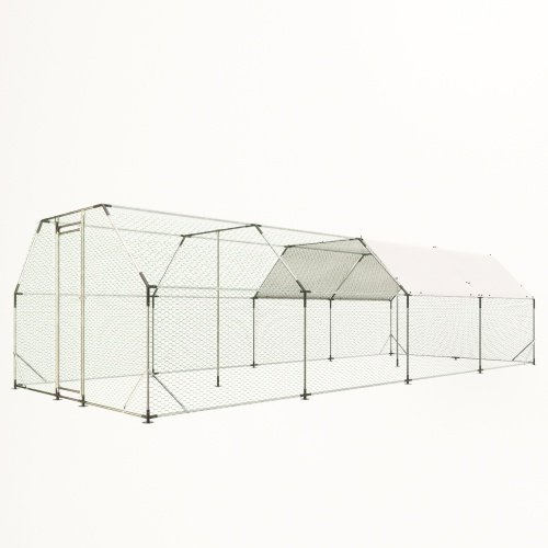 9.94 Ft. X 25.68 Ft. Galvanized Large Metal Walk In Chicken Coop Cage Farm Poultry Run Hutch Hen House - Image 2