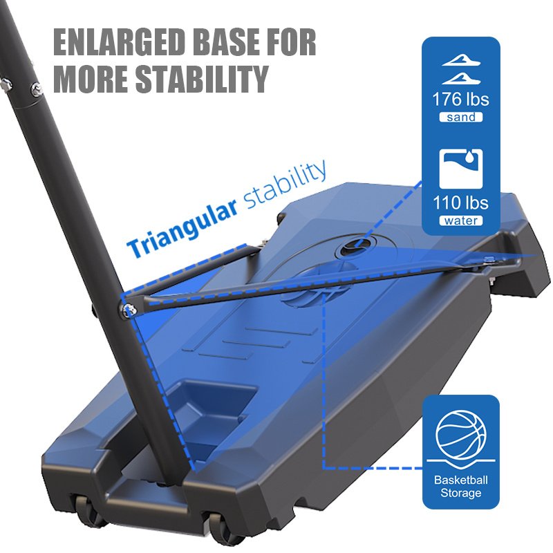 TotheCORE Basketball Stand 5.25-8.53 Ft Adjustable Portable Basketball Hoop & Goal With PC Backplate, Large Base And Wheels - Image 4