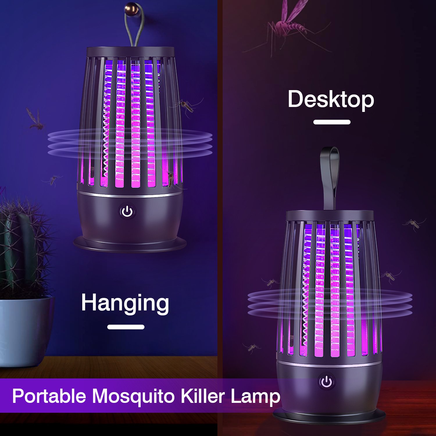 1Pc Rechargeable Mosquito Killer Lamp Bug Zapper With Night Light Strap Mosquito Catcher With Max 1615Square Feet Range UV Light For Indoor Outdoor - Image 6