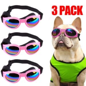 Pet Sunglasses Dog Cat Windproof Glasses Accessories Goggles Small Medium Dog Sun Visor Eye Wear Glasses UV Dust Fog Protection With Adjustable Strap