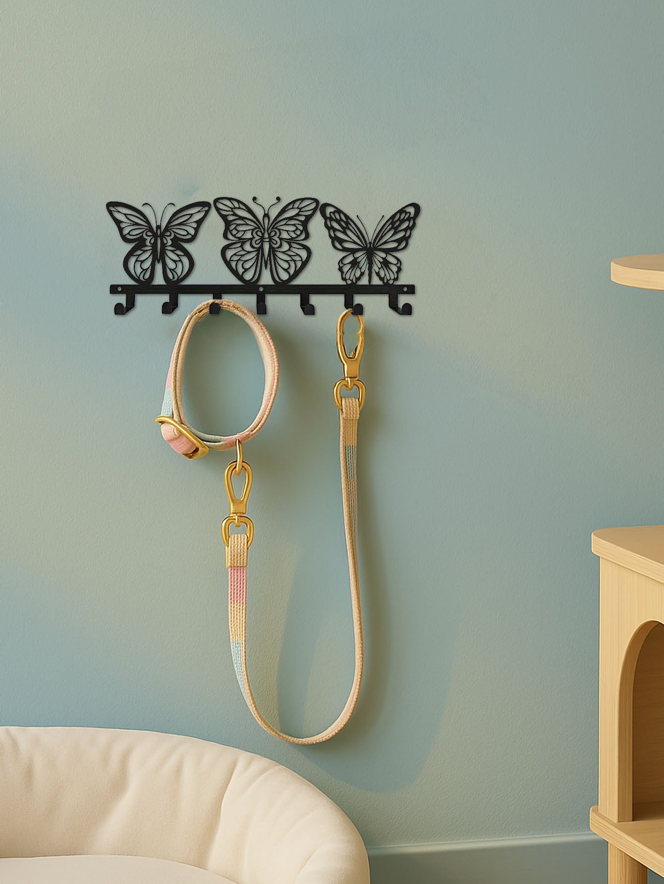 Modern Butterfly Metal Key Holder,Hand-made Iron Art With 7 Hooks, Wall Storage - Image 4