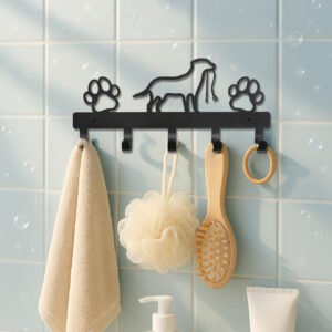 Modern Metal Wall-Mounted Key Holder,5-Hook Decorative Rack, Entryway Organizer