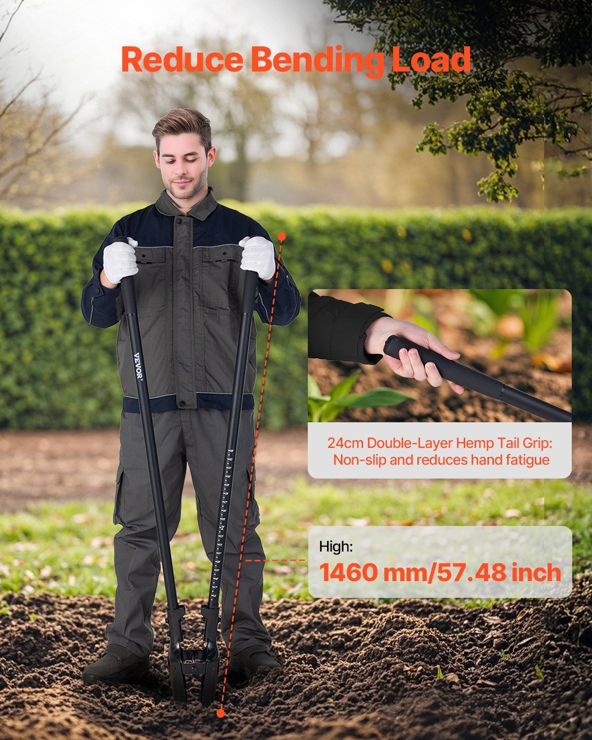 Post Hole Digger With Fiberglass Handle Scale Markings 57.5" Manual Hole Digger - Image 4