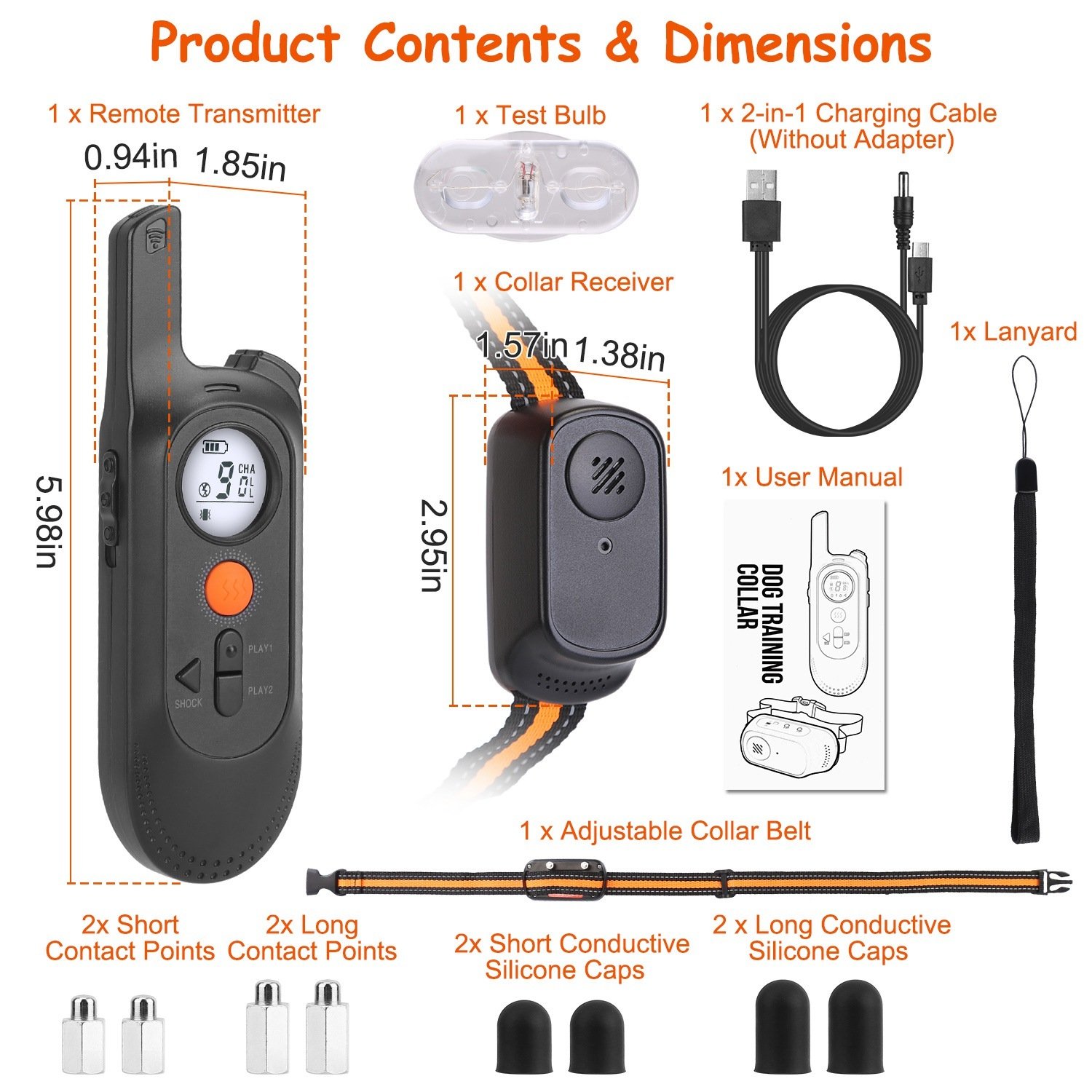 1Pc 984FT Dog Training Collar IP65 Waterproof Pet Beep Vibration Electric Shock Collar 3 Channels Rechargeable Transmitter Receiver Trainer With Recording Safety Keypad Lock - Image 8