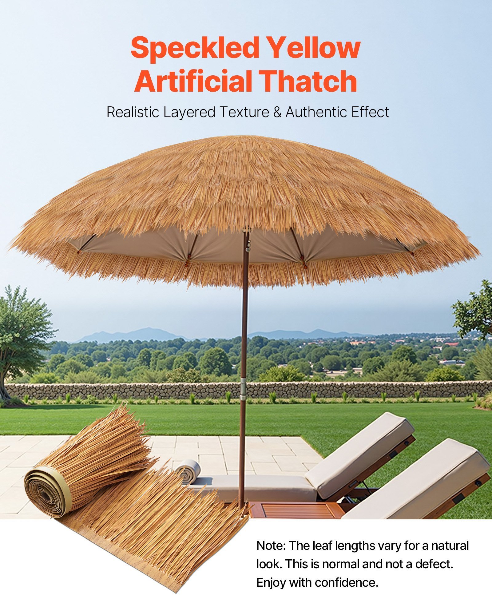 1.3x16.4 Ft Artificial Thatch Roofing Mexican Style Tiki Hut Grass Skirt Roof - Image 2