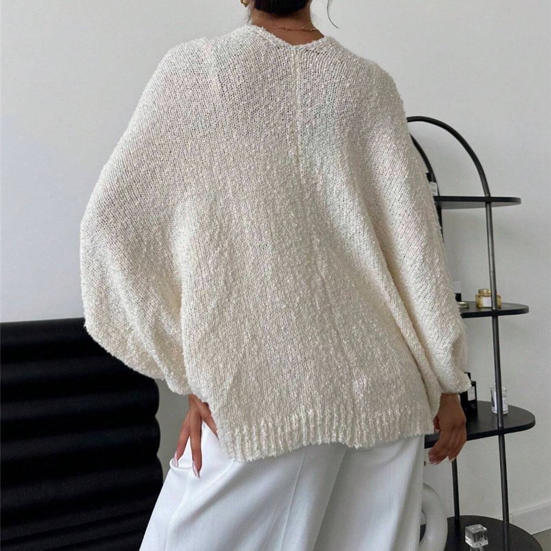 Women's Criss Cross Front Knit Sweater Long Sleeve Pullover, Loose Fit Twisted Design Fall Top - Image 6