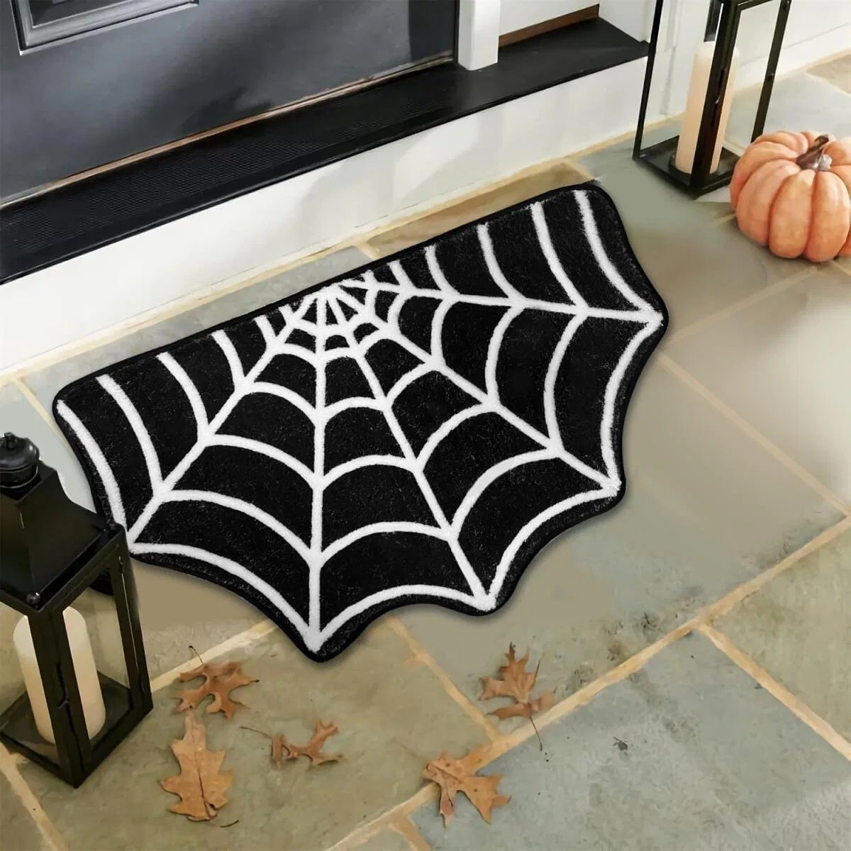 Spider Web Bath Mat 19.7 X 31.5 In Large Spider Web Rugs For Bedroom Gothic Home Decor Witchy Horror Goth Room Rugs Machine Washable Non-Slip Area Rugs For Front Door Kitchen - Image 7