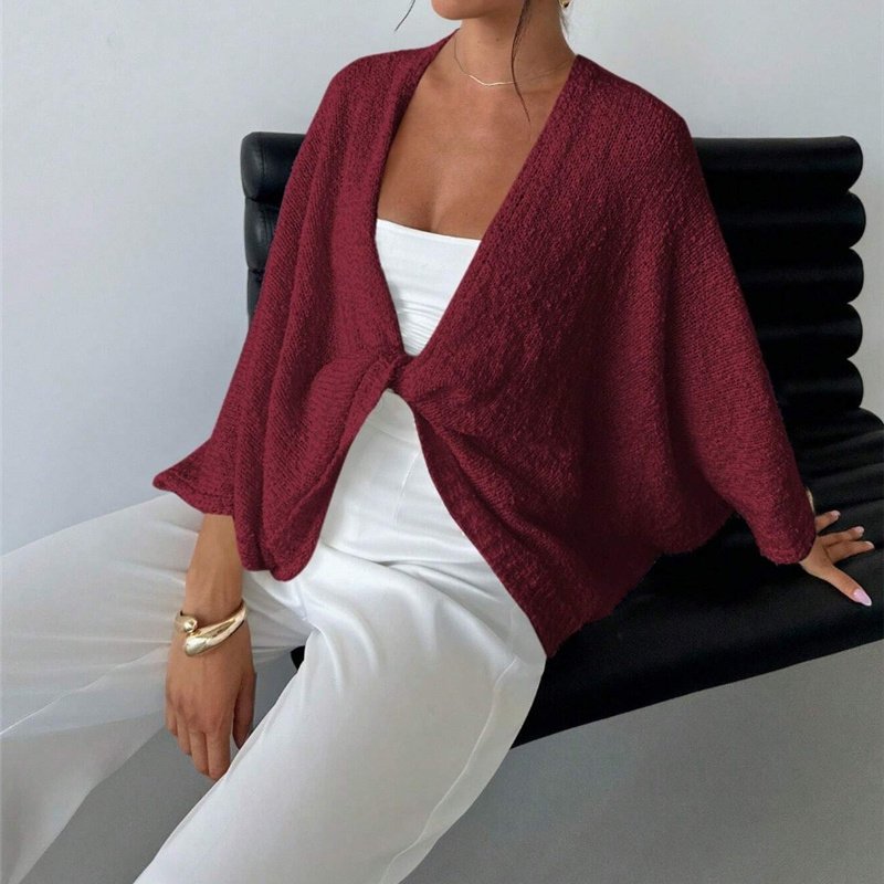 Women's Criss Cross Front Knit Sweater Long Sleeve Pullover, Loose Fit Twisted Design Fall Top - Image 10