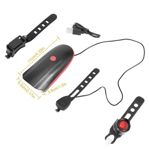 Bike Headlight USB Rechargeable LED Bicycle Front Light Rear Tail Light - Image 2