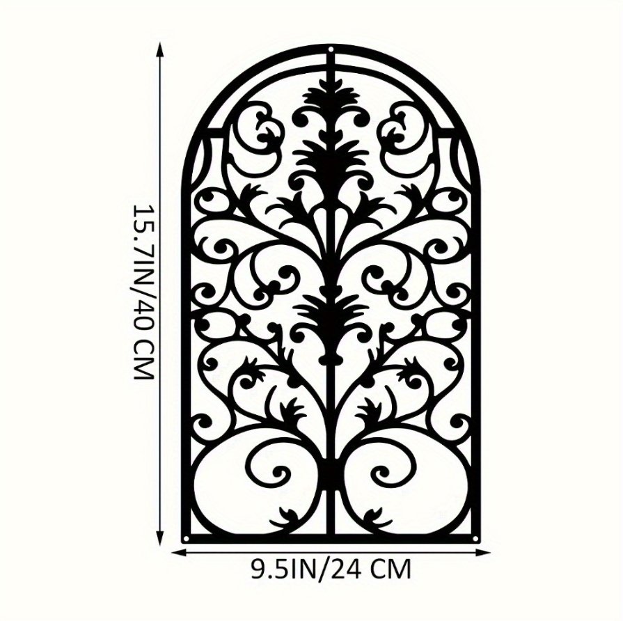 Vintage Ornate Metal Window Frame Wall Decor,Rustic Baroque Gothic Wall Art - Image 2