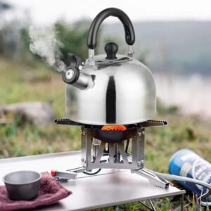 2.1Quarts Stainless Steel Whistling Tea Kettle Stovetop Induction Gas Teapot With Insulated Handle Camping Kitchen Office