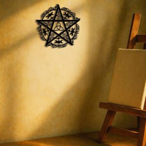 Pentagram Triple Moon Iron Wall Art Unique Metal Decor Sculpture Trendy Star
