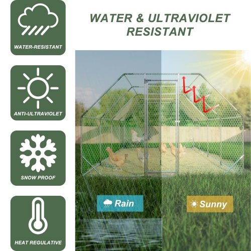 9.94 Ft. X 25.68 Ft. Galvanized Large Metal Walk In Chicken Coop Cage Farm Poultry Run Hutch Hen House - Image 6