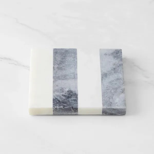 Striped White Marble Coasters Set Of 4 - Image 3